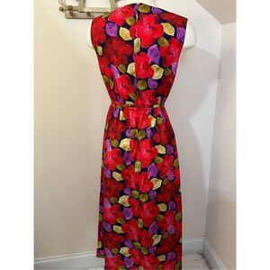 DYVNA Red Floral Silk Maxi Dress S